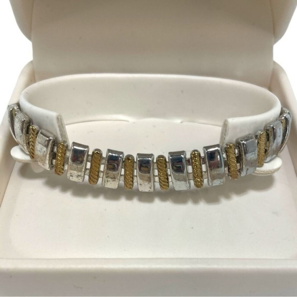 Vintage unmarked gold silver bracelet costume jewelry